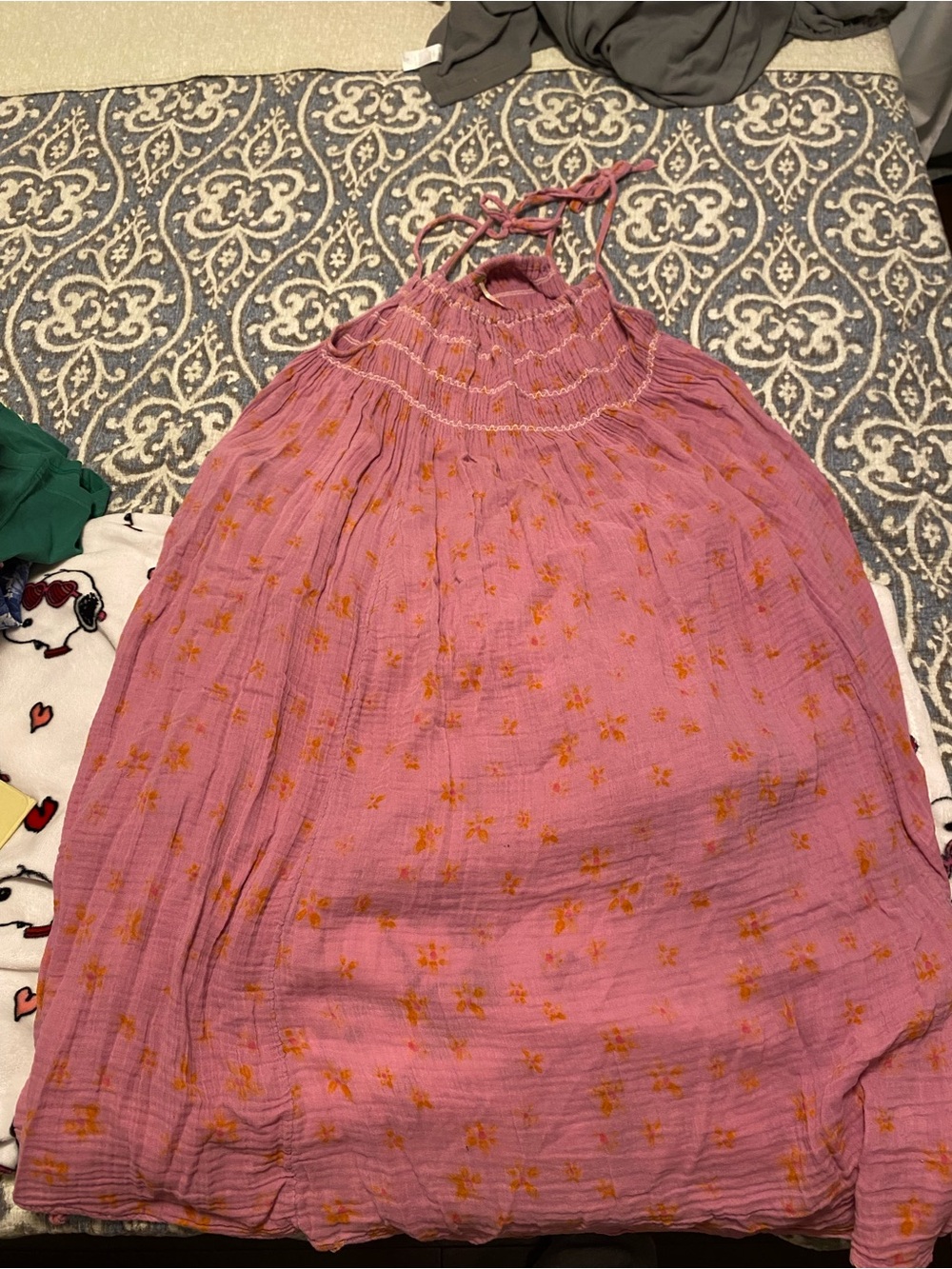 Free People Pink Maxi Dress with Orange Floral Print